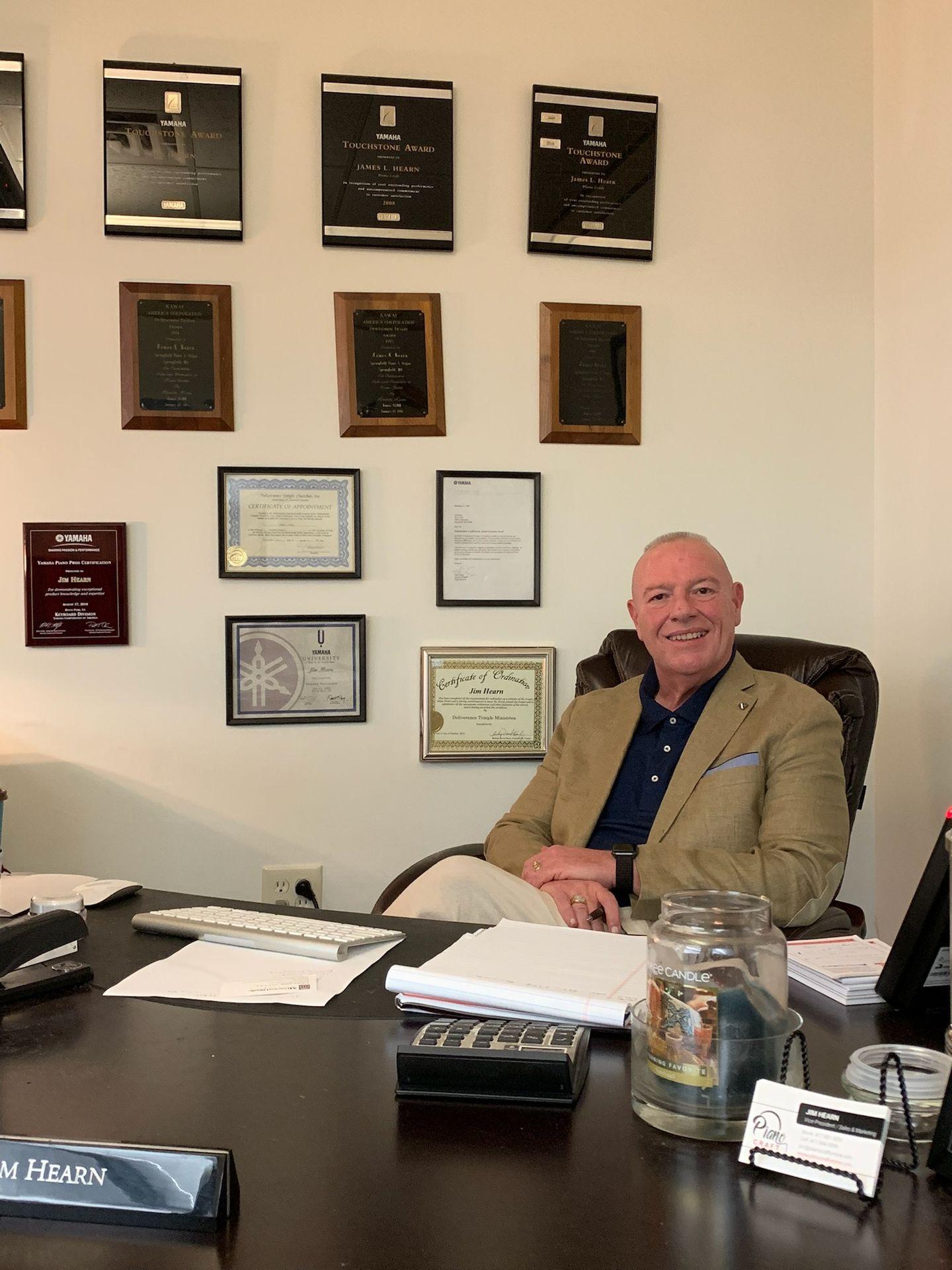 Jim Hearn sitting at desk